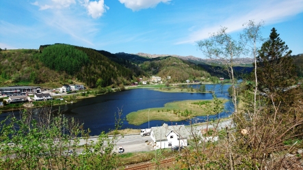 Utsikt over Helleland og veien fra Tonstad.
